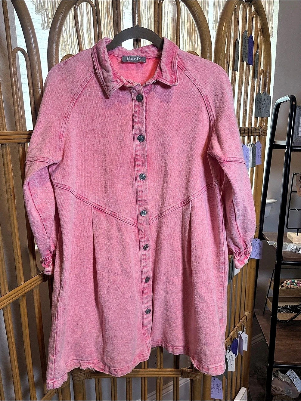 Blue B. Acid Wash Pink Denim Button-Down Dress – Size Medium